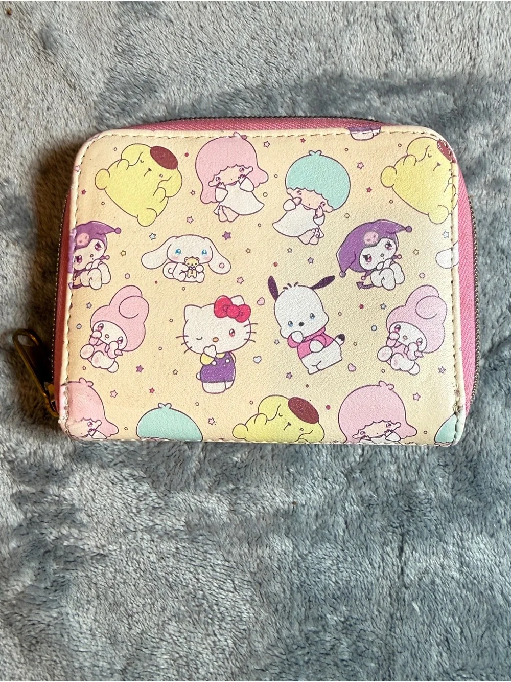 Sanrio Pastel Character Zip Wallet with Pink Trim